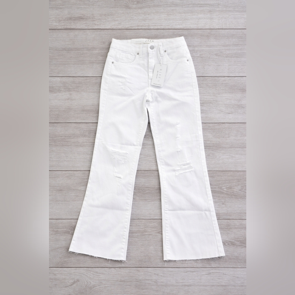 RISEN Los Angeles White Distressed Cropped Jeans NWT Size 25